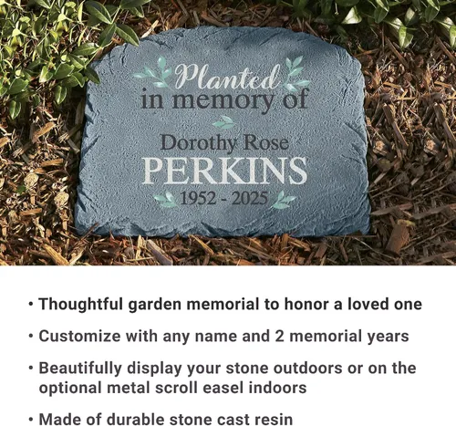 Vista 5 de Let's Make Memories Piedra conmemorativa personalizada para jardín, condolencias, pérdida de un ser querido, marcador de tumba, condolencias