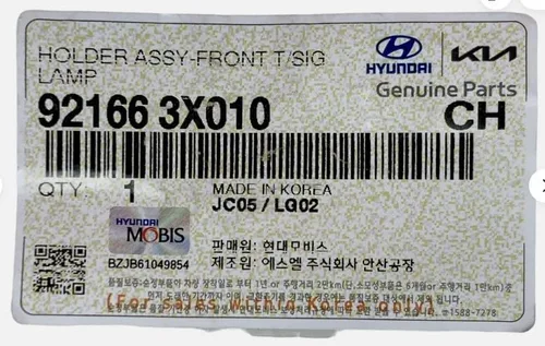 Vista 3 de HYUNDAI Genuino 92166-3X010 Conjunto de soporte de lámpara de señal de giro, delantero
