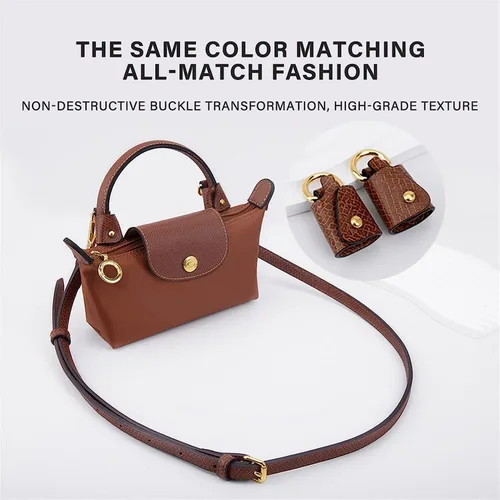 Vista 3 de Transformación de bolsa para correas Longchamp sin perforaciones, correa de hombro ancha de cuero real, correa cruzada, accesorios para bolso