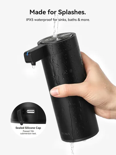 Vista 6 de SUNLY Dispensador de jabón automático sin contacto – Bomba sin obstrucciones, sensor rápido de 0.2 s, recargable USB-C, acero inoxidable resistente