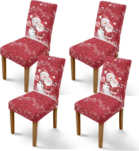Vista 32 de Rnyleeg Fundas de silla de Navidad para sala de estar, diseño de muñeco de nieve azul, estampado de pájaros, fundas para sillas de comedor, 1