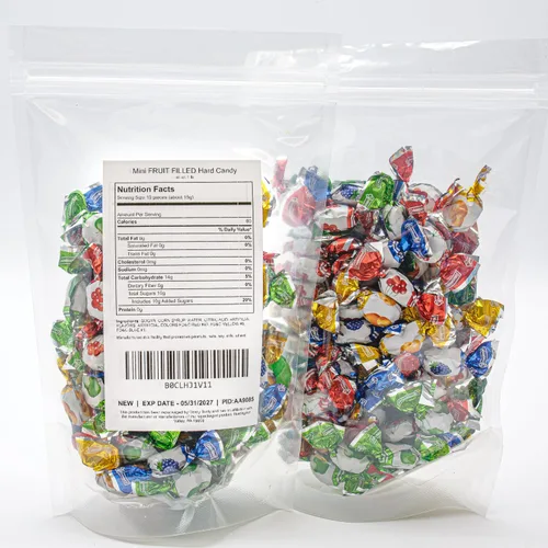Vista 7 de Mini caramelo duro relleno de fruta, 1 libra, bolsa a granel, centro líquido y carcasa dura, envueltos individualmente (270 piezas)