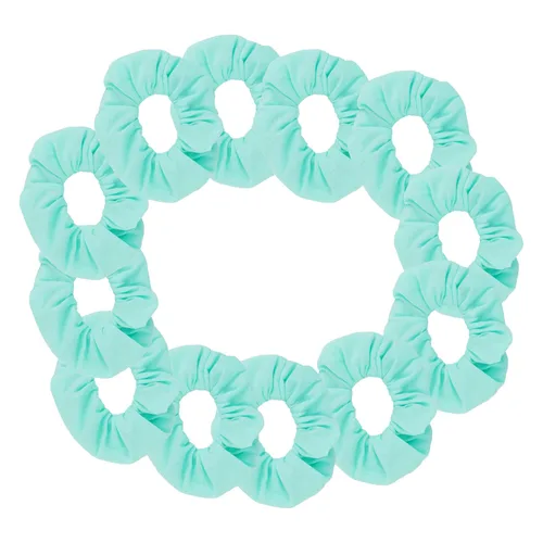 Vista 18 de Paquete de 12 ligas sólidas para el cabello (negro) One Dozen Matching Hair Ties, Soft Cotton Fabric, Gentle No-Crease Hold, Great for Teams