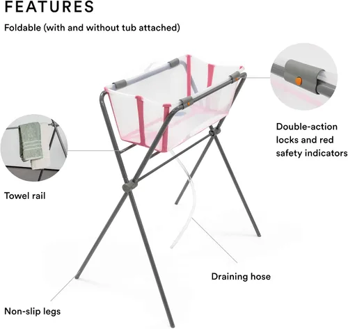 Vista 2 de Stokke Flexi Bath Stand, Gris - No Compatible con Flexi Bath X-Large - Ideal para Recién Nacidos de Hasta 21 libras