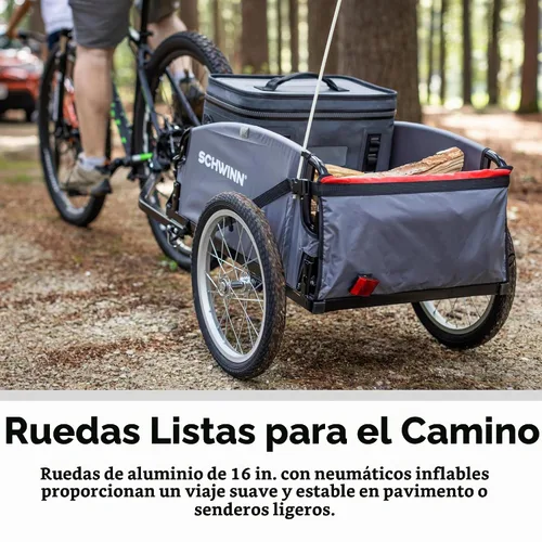 Vista 6 de [Usado] Schwinn Remolque para bicicleta de carga Day Tripper, marco plegable, ruedas de liberación rápida, rojo / gris