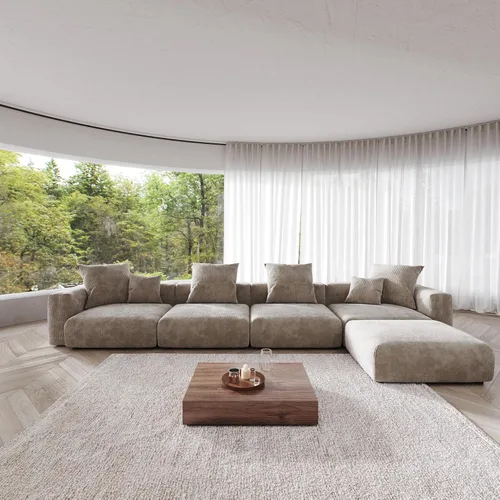 Vista 8 de JACH Sofás Seccionales de Pana para Sala de Estar, Sofá Seccional Modular con Otomanas Chaise, Fundas de Cojines Removibles, Sofá Cama Moderno