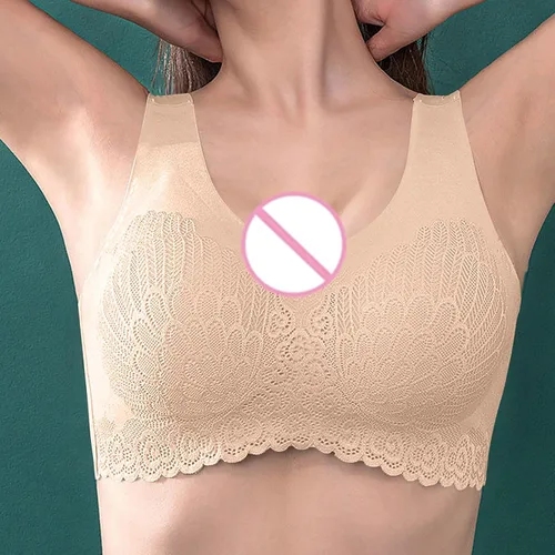 Vista 8 de 3PC Everyday Bras for Women Plus Size Full Coverage Lace Bras Wireless Push Up Beauty Back Soft T Shirt Sports Bra