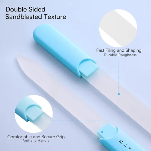 Vista 5 de Makartt Lima de Uñas - Lima de Uñas de Cristal con Estuche, Limas de Uñas de Cristal con Chorro de Arena de Doble Cara para Uñas Naturales, Buffer