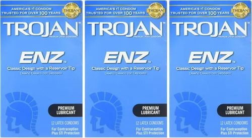 Vista 3 de Trojan Preservativos de látex lubricante premium ENZ - 12 unidades, paquete de 3