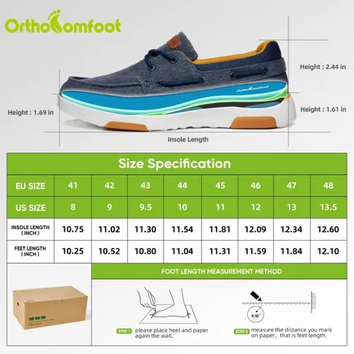 Vista 6 de OrthoComfoot Mocasines ortopédicos sin cordones para hombre mocasines casuales de lona para fascitis plantar con soporte de arco, cómodos zapatos