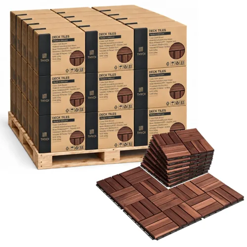 Vista 11 de Azulejos de cubierta premium, 10 piezas de suelo de patio - teca