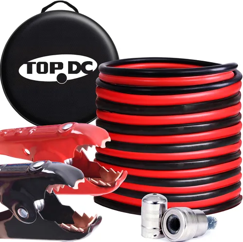 Vista 11 de TOPDC Cables de puente resistentes de 1000 amperios para batería de automóvil, cables resistentes para camiones diesel, kit de cables de puente