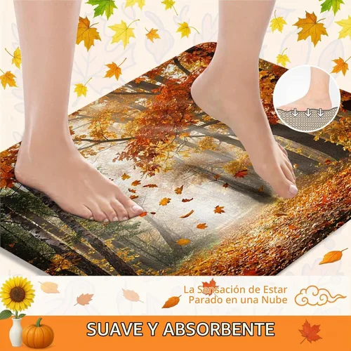 Vista 5 de ArtSocket Juegos de baño de otoño con cortina de ducha y alfombras, arce