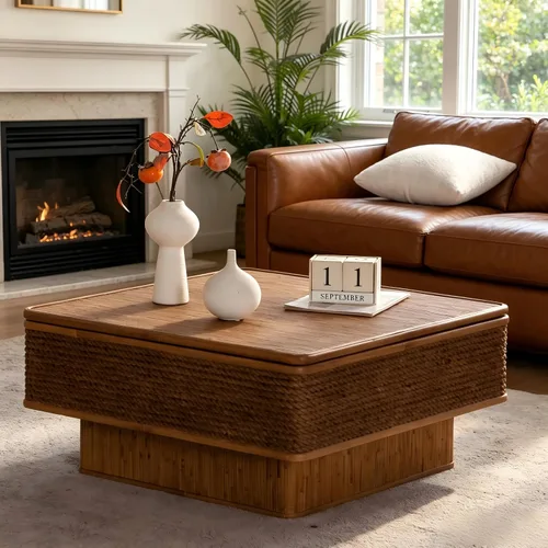 Vista 19 de Mesa de Centro con Tapa Elevable Mesas de Centro Cuadradas para Muebles de Sala de Estar Acanalada Pequeña con Gran Centro de Almacenamiento Oculto