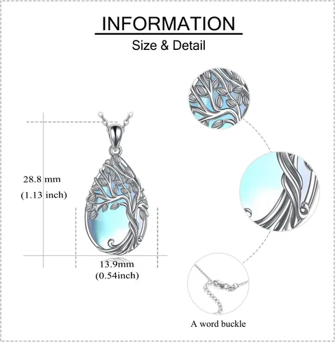 Vista 60 de ONEFINITY Collar de plata de ley 925 con diseño de árbol de la vida con colgante de nudo celta de concha de abulón para mujer