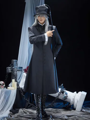Vista 5 de Cosplay.fm Disfraz de anime para mujer (negro y azul, talla S)
