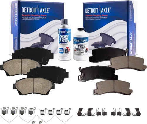 Vista 130 de Detroit Axle - Pastillas de freno para Ford F-150 99-03, 02 Lincoln Blackwood, Pastillas de freno de cerámica delanteras y traseras con repuesto