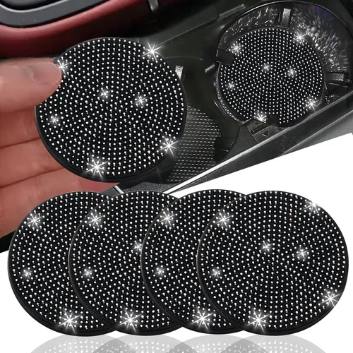 Vista 9 de NBTEPEM 2 posavasos de auto con diamantes de imitación, 2.75 pulgadas, antideslizantes, a prueba de golpes, universal, a la moda, para auto