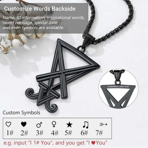 Vista 4 de PROSTEEL Collar de amuleto de joyería satánica unisex de aspecto fresco, cruz de Leviatán vintage, collar Lucifer, acero inoxidable 316L