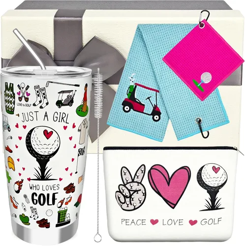 Vista 7 de Regalos de golf para hombres, vaso de golf de 20 onzas, accesorios de regalo para amantes del golfista, divertida toalla de golf para él, para papá