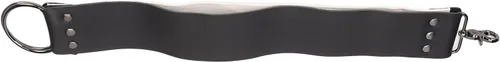 Vista 2 de Strop de cuero negro con ganchos de anclaje de latón para afilar cuchillos, rasurar corte recto, herramienta de limpieza duradera para maquinillas