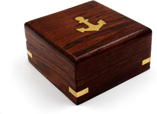 Vista 5 de Compass with Stamped Wooden Case