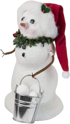 Vista 3 de Byers' Choice Figura de muñeco de nieve con cubo de bolas de nieve Caroler SN2211 de The Snowmen Collection