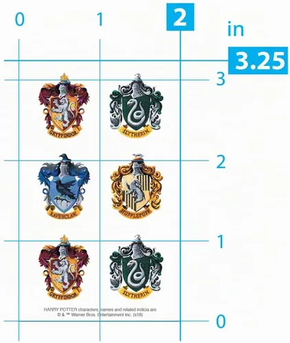 Vista 3 de Playhouse Harry Potter Mini Hogwarts House Crests, paquete de tres medias hojas de calcomanías perforadas, 3 paquetes