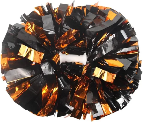 Vista 6 de Hooshing - Paquete de 2 pompones de animadora con mango tipo bastón, pompones para espíritu de equipo, deportes, bailes, animación, para niños Negro
