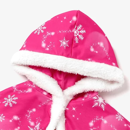 Vista 4 de Disney Princess - Conjunto de vestido de manga larga con estampado de personajes y capucha con estampado de copos de nieve
