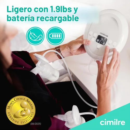 Vista 4 de Extractor de leche eléctrico doble recargable ajustable Cimilre S6+