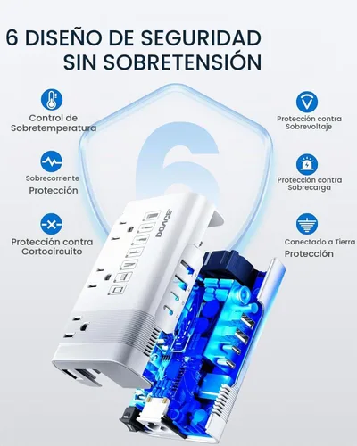 Vista 6 de DOACE Convertidor de voltaje de EE. UU. a Europa para alisador de cabello Blanco