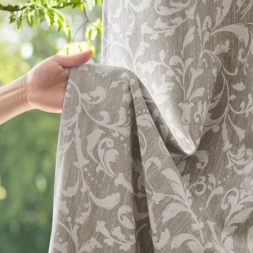 Vista 8 de jinchan Cortinas opacas para dormitorio, cortinas con estampado floral de pergamino gris topo de 84 pulgadas de largo para sala de estar, cortinas