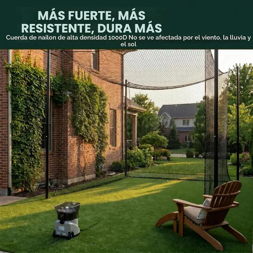 Vista 3 de Red deportiva, red de práctica de golf con cuerda de nailon de 33 pies, también para béisbol, hockey, fútbol, LAX y más, 10 x 10 x 15 pies, 10 x 20