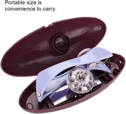 Vista 9 de Eliminación de enhebrado de vello facial, depiladora facial morada, depiladora de depilación ABS cómoda para mujeres (gafas en caja)