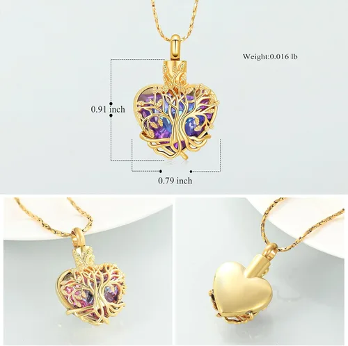 Vista 95 de Imrsanl Collar de urna de árbol de la vida con forma de corazón, joyería de cremación para hombres y mujeres, recuerdo, joyería conmemorativa