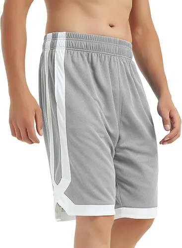 Vista 7 de TopTie Pantalones cortos de baloncesto de malla de 7 pulgadas con bolsillos para hombre, pantalones cortos deportivos activos de 2 tonos, pantalones