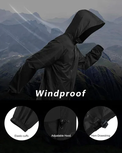 Vista 5 de Outdoor Ventures Caspar - Chubasquero impermeable para hombre, con capucha, para lluvia