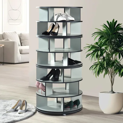Vista 10 de Kings Brand Furniture - Zapatero giratorio de 5 niveles, 360° giratorio Lazy Susan, organizador de almacenamiento en torre para armario, entrada