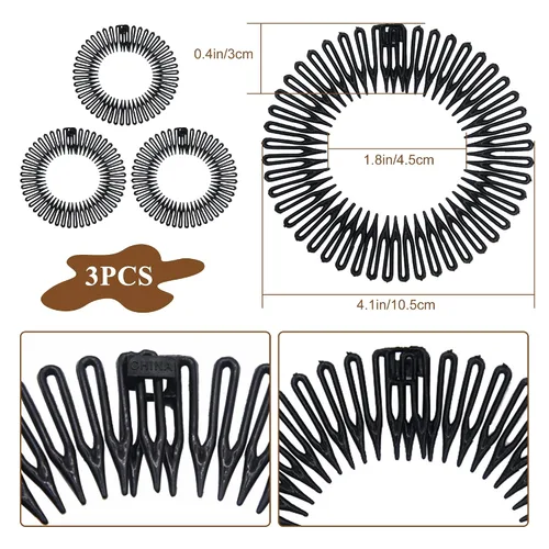 Vista 2 de Soft 'N Style Diademas flexibles elásticas para mujeres (3 unidades, color negro)