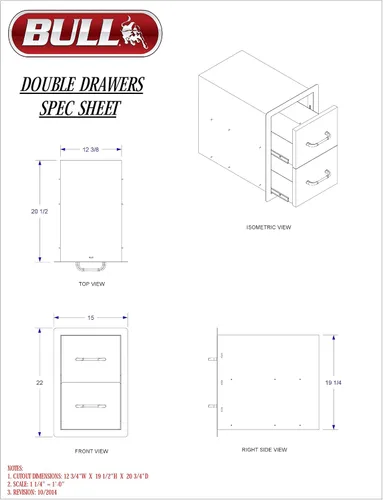 Vista 2 de Bull Outdoor Products 56985 Cajón doble, acero inoxidable