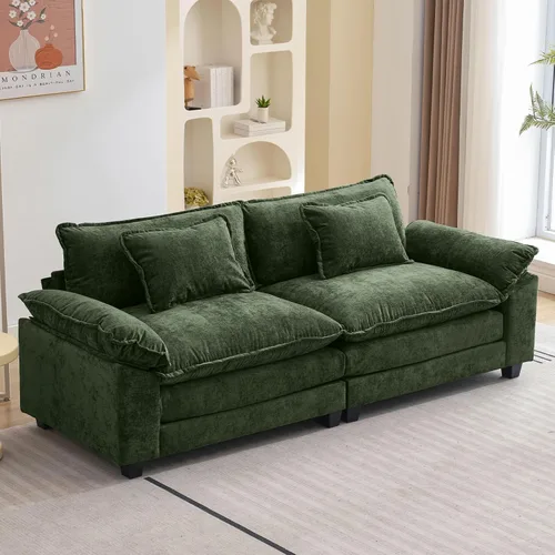 Vista 64 de Oprisen Sofá Seccional Modular, Cómodo Cloud Couch Sofá Seccional, Sofá Cama de Chenilla con Asiento Profundo con Almohadas Decorativas para Sala