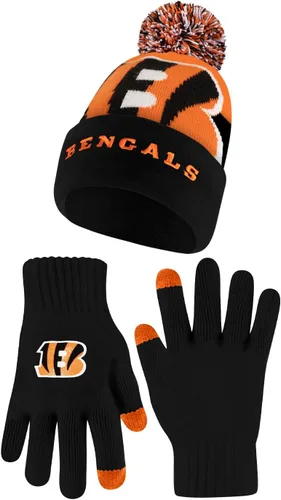 Vista 53 de Ultra Game Gorro de punto de invierno oficial de la NFL para jóvenes, súper suave, con guantes extra cálidos para pantalla táctil Color del equipo 1