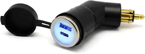 Vista 8 de Cliff Top Cargador USB DIN para motocicleta, adaptador de corriente para motocicleta de 3.3 amperios con enchufe DIN Hella, compatible con BMW
