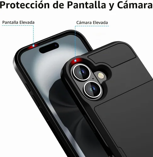 Vista 5 de Vofolen Funda para iPhone 16 con tarjetero y cartera