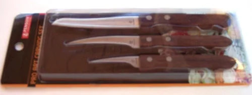 Vista 3 de Penguin Tailandia Superior - Cuchillos para tallar frutas y verduras, cuchillo profesional con mango de madera, juego de 3