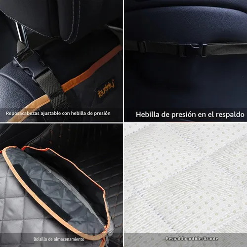 Vista 6 de Funda de asiento delantero para perros, impermeable, protege los asientos del cabello, la suciedad y los líos líquidos, a prueba de arañazos Negro