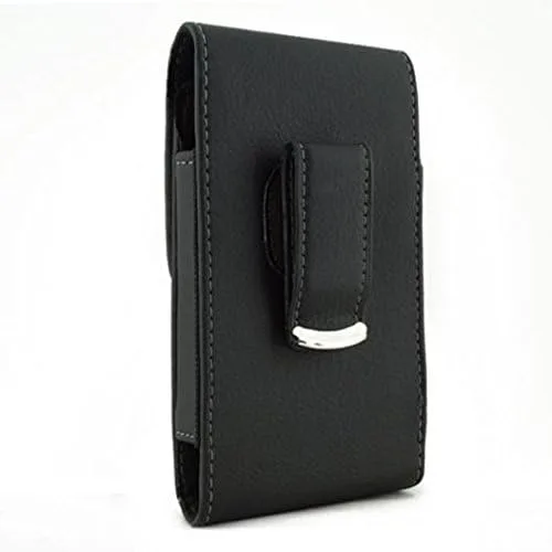 Vista 4 de Funda con clip para cinturón de cuero compatible con Motorola Moto Z4, funda para funda vertical de transporte, color negro