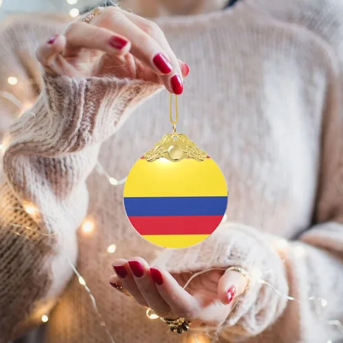 Vista 6 de Bandera de Colombia imprimir cristal redondo adorno de Navidad, colgante de cristal, decoración del árbol de Navidad o regalo