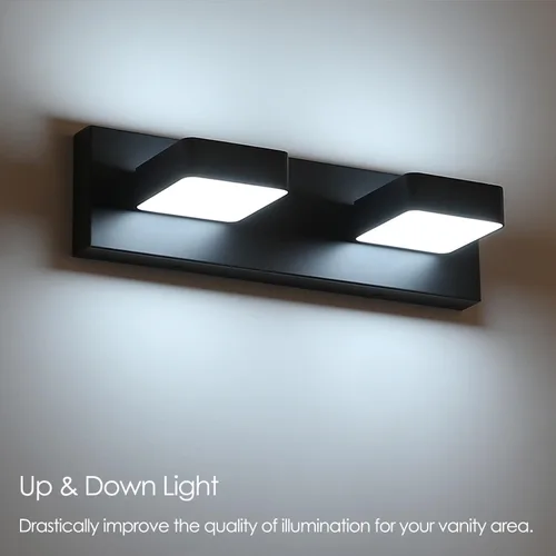 Vista 8 de Lámparas LED modernas de 2 luces LED para tocador de baño (15.5 pulgadas, blanco frío 6000 K), accesorios de iluminación de pared de baño